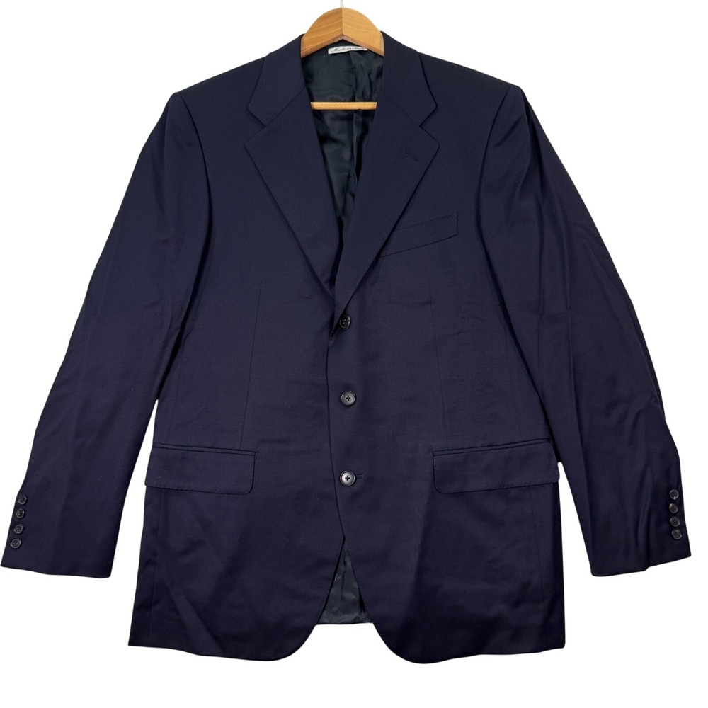 Vintage Belvest Mens 42R Blazer Jacket Bespoke Custom Navy Wool 3-Button Casual
